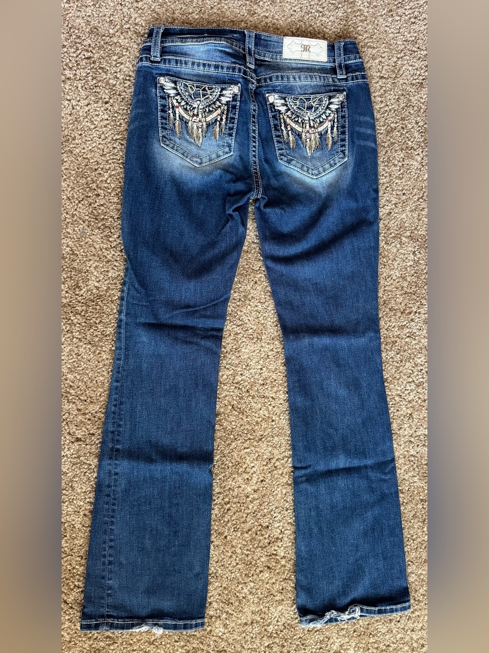 Miss Me Women’s 29 Mid-Rise Bootcut Jeans Dreamcatcher Feather Embellished